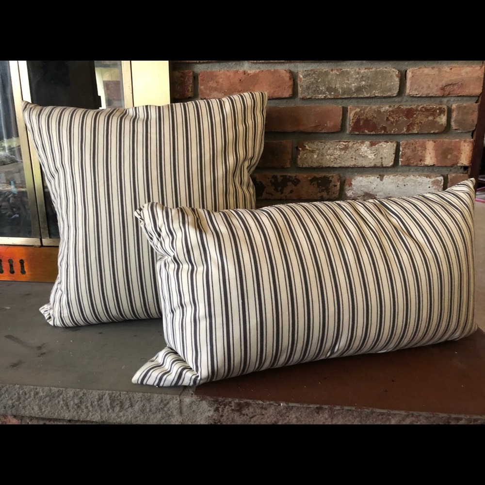 Black and ivory Striped Throw Pillows